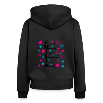 Emilia - Frauen Premium Bio Zip Hoodie - Schwarz - Hinten - Julia (174cm)