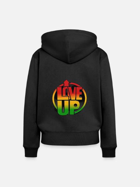 LIEBE NACH OBEN - Frauen Premium Bio Zip Hoodie - Schwarz