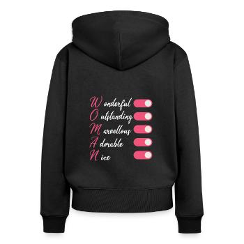 Weltfrauentag und Muttertag - Frauen Premium Bio Zip Hoodie - Schwarz - Hinten - Julia (174cm)