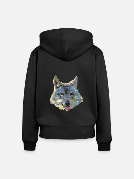 GAIA Zunge - Frauen Premium Bio Zip Hoodie - Schwarz