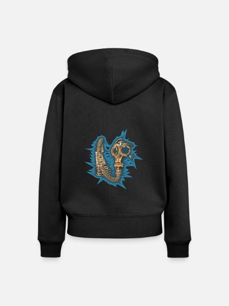Gasmask Spikey Hintergrund - Frauen Premium Bio Zip Hoodie - Schwarz