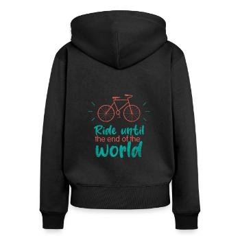 Roulez à la fin du monde - Sweat à capuche zippé Premium bio Femme - noir - Dos - Julia (174cm)