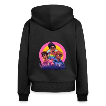 Pride Love - Frauen Premium Bio Zip Hoodie - Schwarz - Hinten - Julia (174cm)