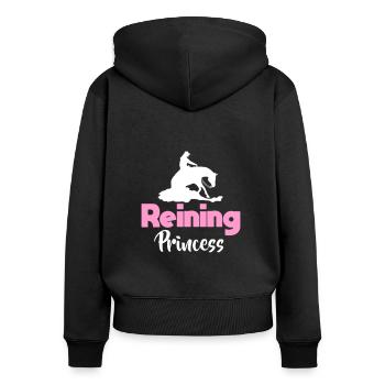 Reining Princess Reining Motiv - Frauen Premium Bio Zip Hoodie - Schwarz - Hinten - Julia (174cm)