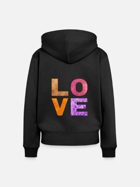 L O V E - Frauen Premium Bio Zip Hoodie - Schwarz