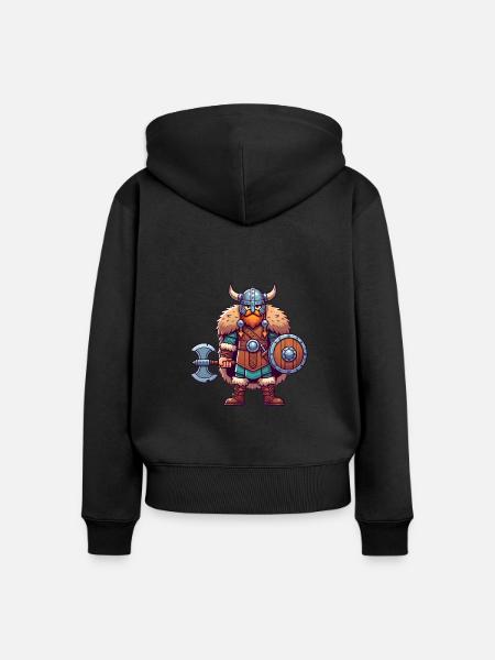 Wikinger Comic - Frauen Premium Bio Zip Hoodie - Schwarz