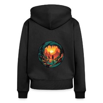 Voyage magique - Sweat à capuche zippé Premium bio Femme - noir - Dos - Julia (174cm)
