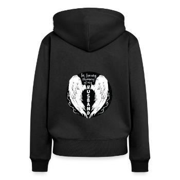 In Loving MemoryOf My Husband - Frauen Premium Bio Zip Hoodie - Schwarz - Hinten - Julia (174cm)