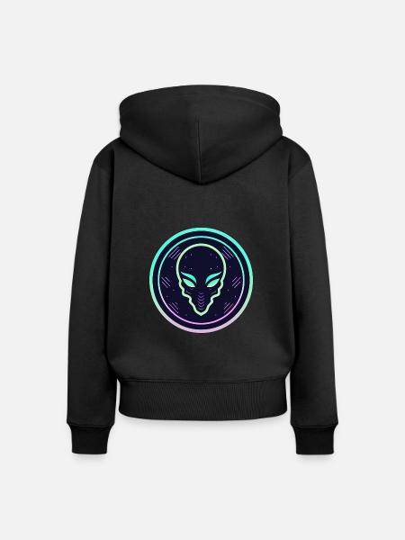 Außerirdisches Neon-Logo - Frauen Premium Bio Zip Hoodie - Schwarz