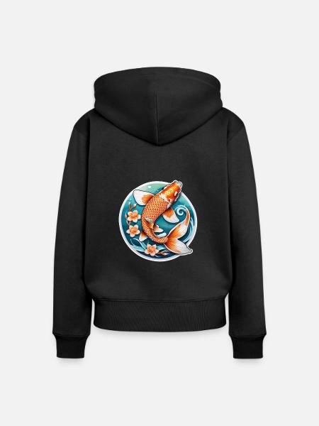 Koi Karpfen - Japanischer Fisch - Frauen Premium Bio Zip Hoodie - Schwarz