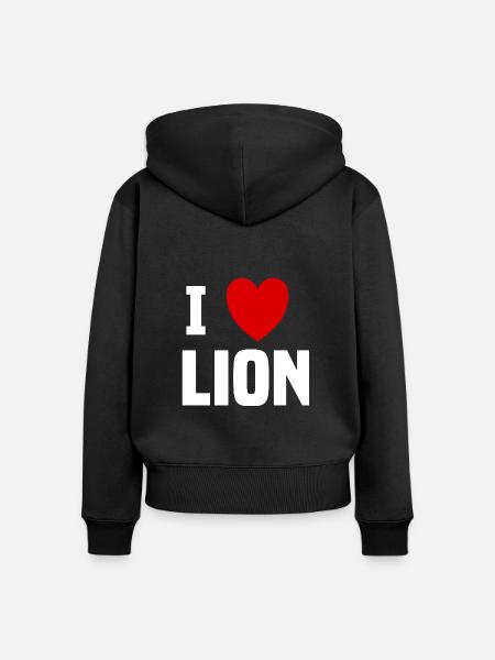 Ich liebe Löwen - Frauen Premium Bio Zip Hoodie - Schwarz
