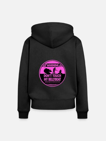 Bellyboat-Warnung - Frauen Premium Bio Zip Hoodie - Schwarz
