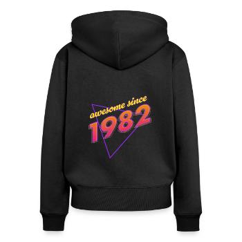 Retro - Genial seit 1982 - Frauen Premium Bio Zip Hoodie - Schwarz - Hinten - Julia (174cm)
