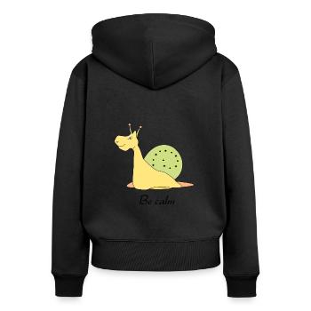 Calme - Sweat à capuche zippé Premium bio Femme - noir - Dos - Julia (174cm)