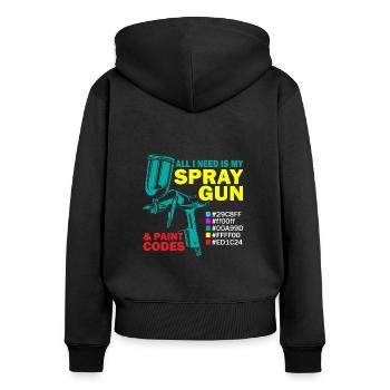 Tout ce dont j’ai besoin, c’est de mon pistolet de pulvérisation et de ma carrosserie de codes de peinture - Sweat à capuche zippé Premium bio Femme - noir - Dos - Julia (174cm)