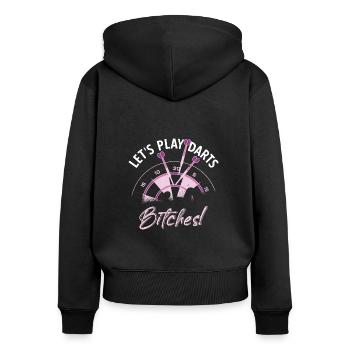Dart Darts Vintage Dartpfeile - Frauen Premium Bio Zip Hoodie - Schwarz - Hinten - Julia (174cm)