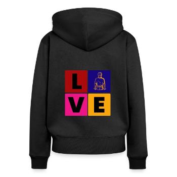 Handwerker Handyman Handwerk Werkzeug Baustelle - Frauen Premium Bio Zip Hoodie - Schwarz - Hinten - Julia (174cm)