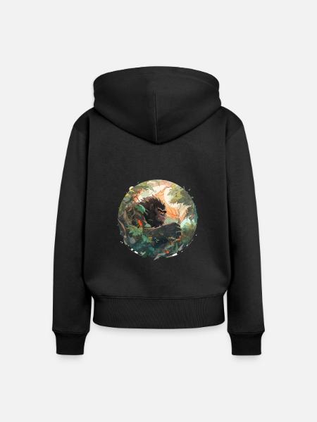 Jungle Kong - Frauen Premium Bio Zip Hoodie - Schwarz