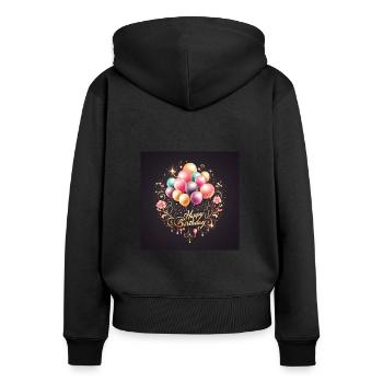 Alles Gute zum Geburtstag - Frauen Premium Bio Zip Hoodie - Schwarz - Hinten - Julia (174cm)