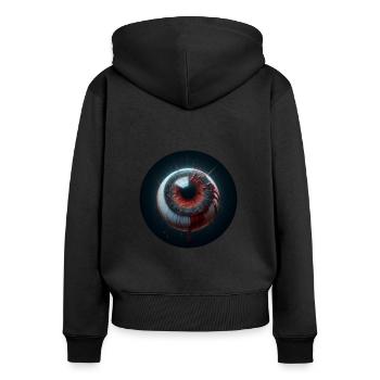 ŒIL, Fantôme, Peur, Horrible, Cauchemar, Magie Noire - Sweat à capuche zippé Premium bio Femme - noir - Dos - Julia (174cm)