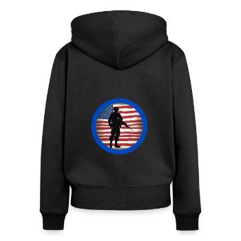 Veterans,veteran,armistice,us army,navy, - Women's Premium Organic Zip Hoodie - black - Back - Julia (174cm)
