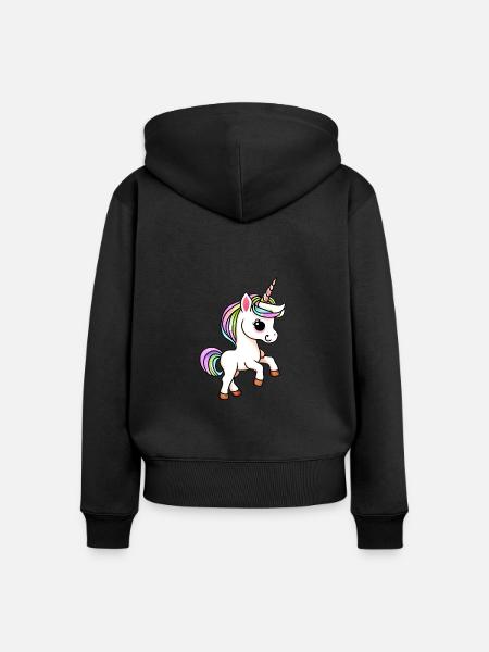 Einhorn Fabeltier Einhörner Mädchen - Frauen Premium Bio Zip Hoodie - Schwarz
