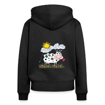 Vache - Sweat à capuche zippé Premium bio Femme - noir - Dos - Julia (174cm)