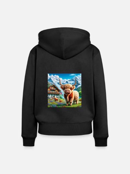 A delightful Highland cow - Frauen Premium Bio Zip Hoodie - Schwarz