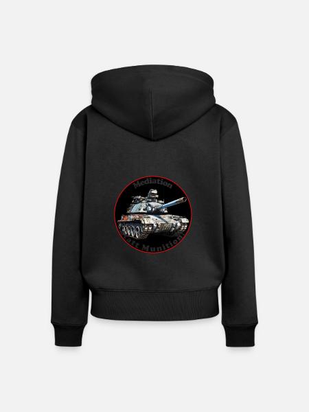 Mediation statt Munition - Frauen Premium Bio Zip Hoodie - Schwarz