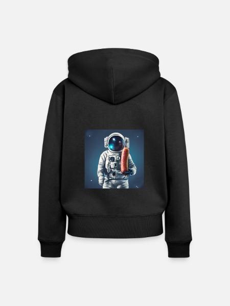 Wurst-Astronaut - Frauen Premium Bio Zip Hoodie - Schwarz
