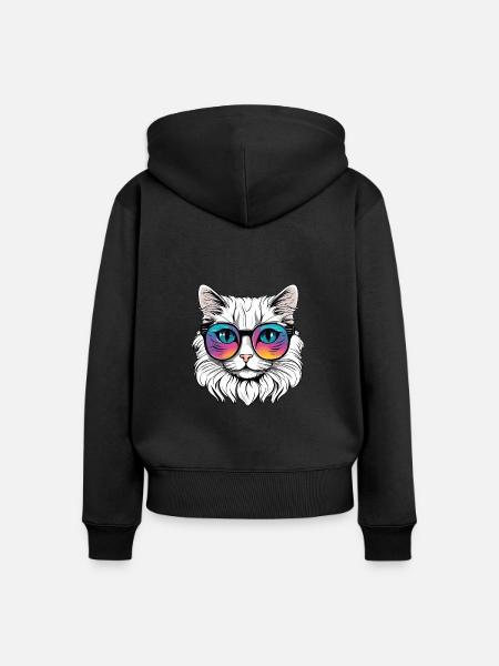 Katze - Frauen Premium Bio Zip Hoodie - Schwarz