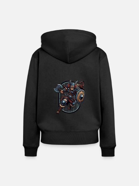 Der Axtwikinger - Frauen Premium Bio Zip Hoodie - Schwarz