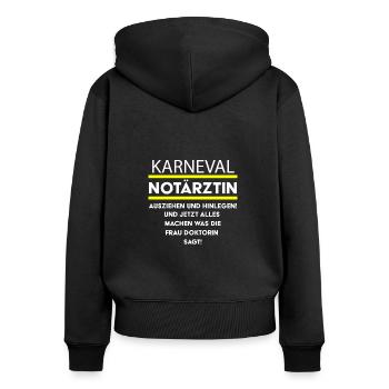 Karneval Notärztin lustiges Kostüm Spruch - Frauen Premium Bio Zip Hoodie - Schwarz - Hinten - Julia (174cm)