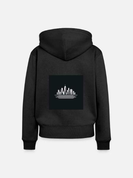 Midnight Metropolis - Frauen Premium Bio Zip Hoodie - Schwarz