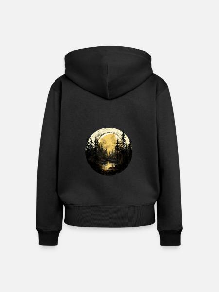 Nachts im Wald - Frauen Premium Bio Zip Hoodie - Schwarz