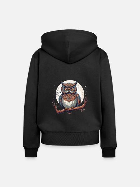 magic owl 2 - Frauen Premium Bio Zip Hoodie - Schwarz