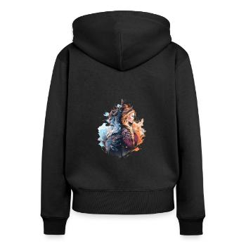Couple de Vikings - Sweat à capuche zippé Premium bio Femme - noir - Dos - Julia (174cm)