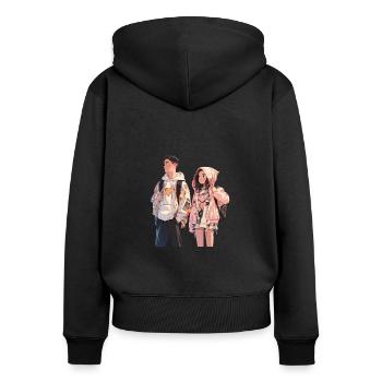 Tourtereaux - Sweat à capuche zippé Premium bio Femme - noir - Dos - Julia (174cm)