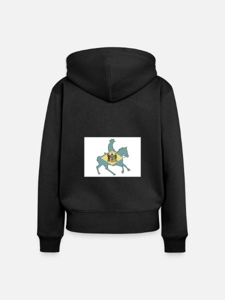 Delaware Staatsflagge Cowboy - Frauen Premium Bio Zip Hoodie - Schwarz