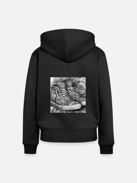 Sneaker - Frauen Premium Bio Zip Hoodie - Schwarz