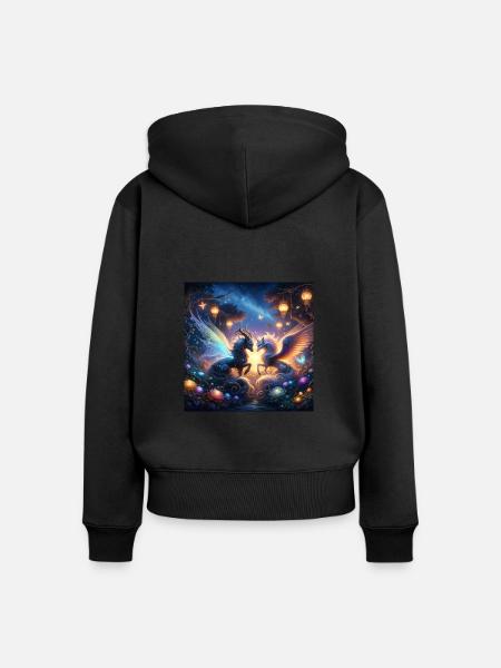 mystical creatures - Frauen Premium Bio Zip Hoodie - Schwarz