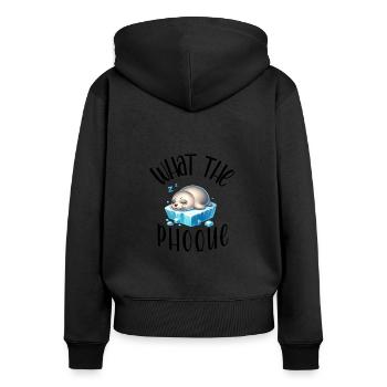 "Sleeping Seal T-Shirt - Soft Fleece" - Women's Premium Organic Zip Hoodie - black - Back - Julia (174cm)