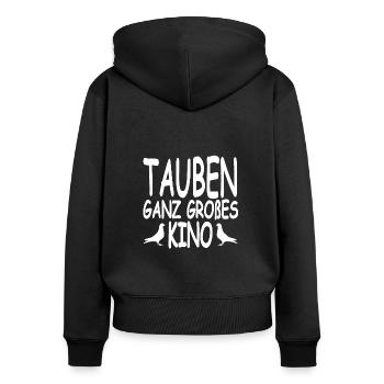 Tauben - Frauen Premium Bio Zip Hoodie - Schwarz - Hinten - Julia (174cm)