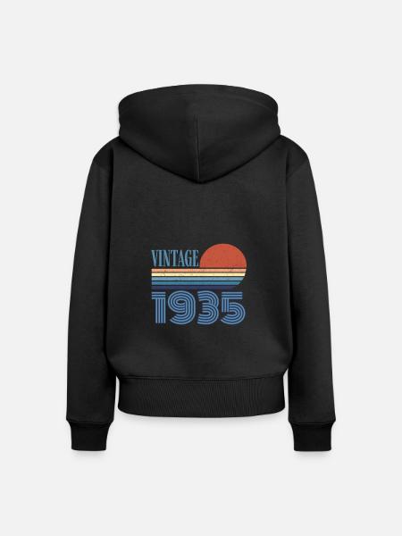 Jahrgang 1935 - Frauen Premium Bio Zip Hoodie - Schwarz