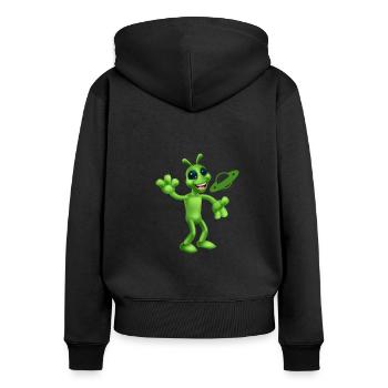 ET VERSPIELT - Frauen Premium Bio Zip Hoodie - Schwarz - Hinten - Julia (174cm)