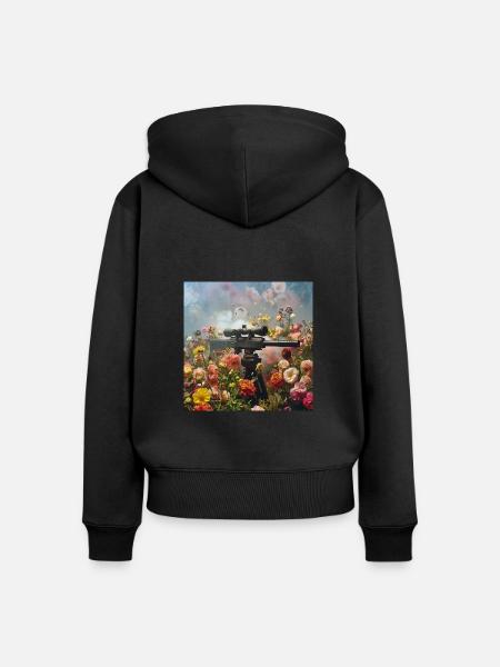 Flower Power - Frauen Premium Bio Zip Hoodie - Schwarz