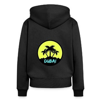 dubai - Frauen Premium Bio Zip Hoodie - Schwarz - Hinten - Julia (174cm)