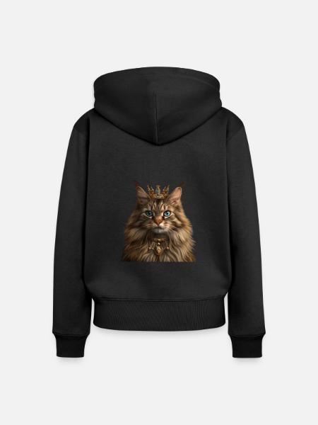 Majestätisches Katzenregent - Frauen Premium Bio Zip Hoodie - Schwarz