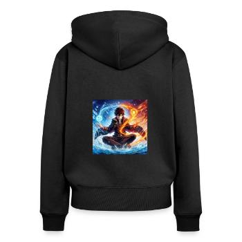 Mystic Warrior - Frauen Premium Bio Zip Hoodie - Schwarz - Hinten - Julia (174cm)