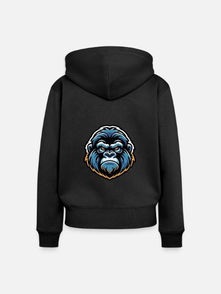 Maskottchen Gorillakopf - Frauen Premium Bio Zip Hoodie - Schwarz